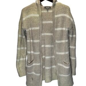 Marled Plush Striped Hoodie Long Cardigan Cozy Lounge Wear‎ XS Casual Granola